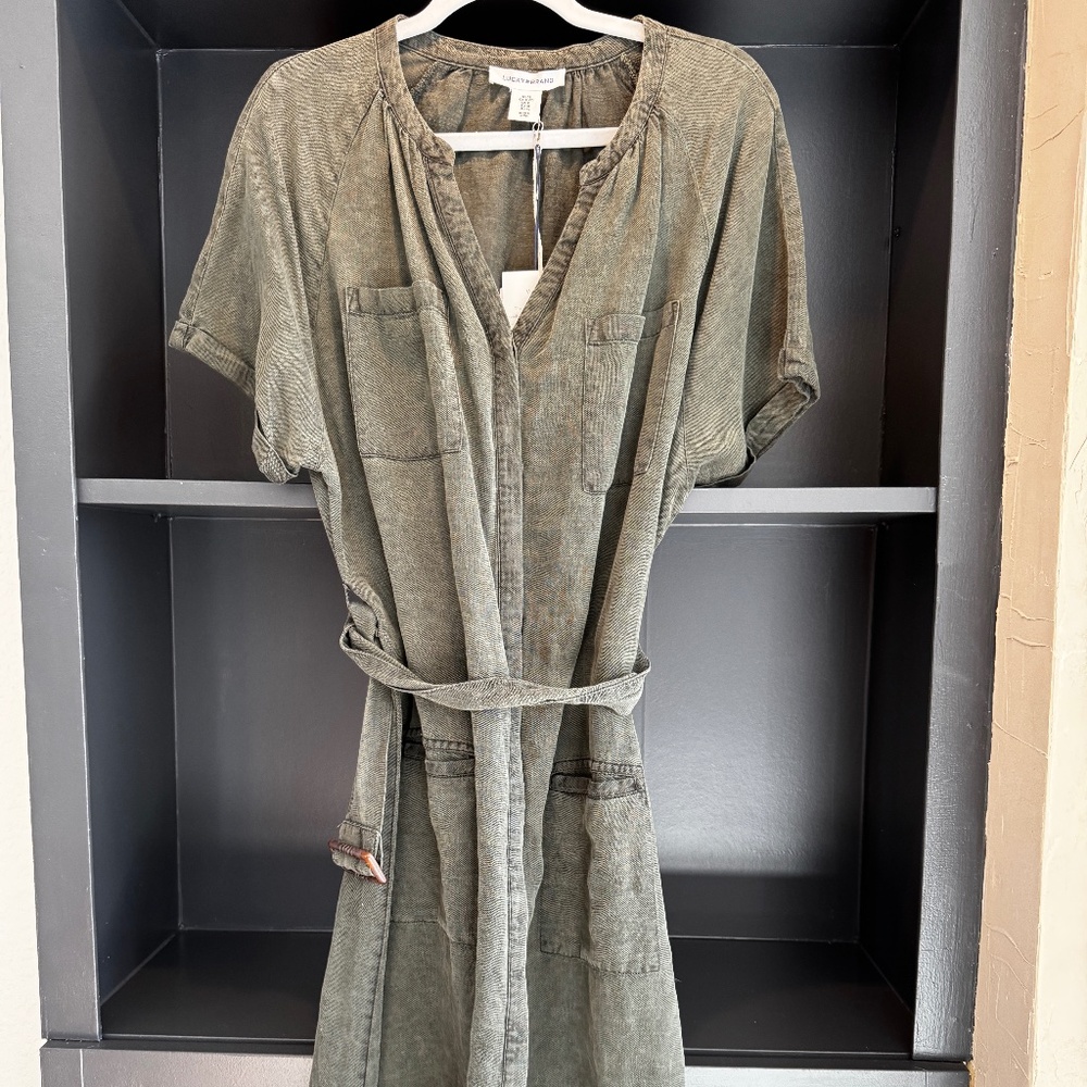 Lucky Brand olive denim wrap dress XL